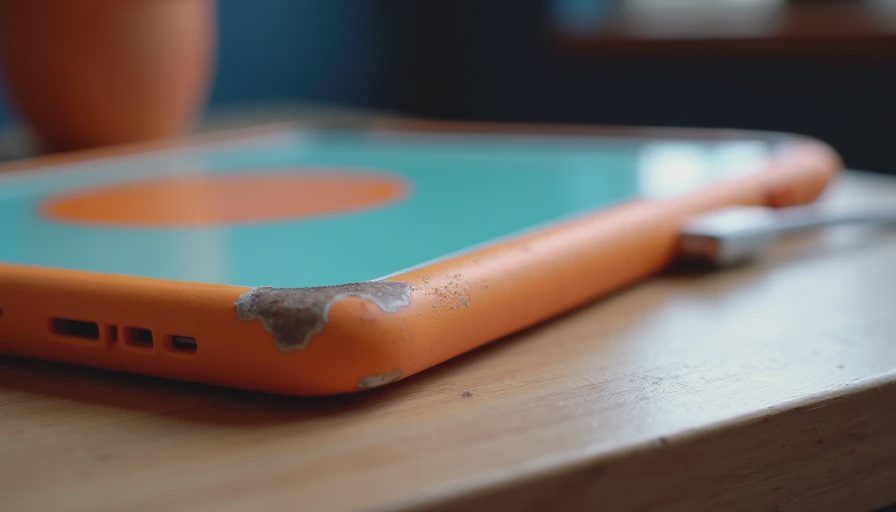 Close-up of scuffed kids’ tablet case after real-world use