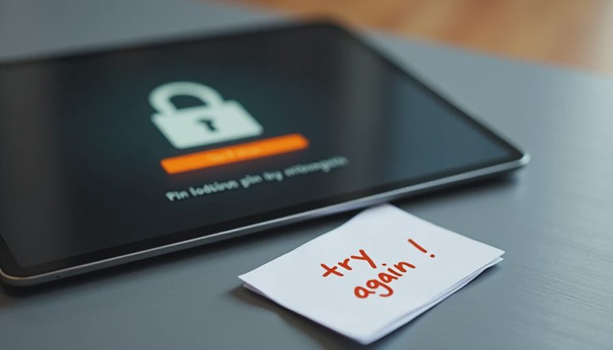 Tablet screen showing a parental lock PIN interface after failed attempts